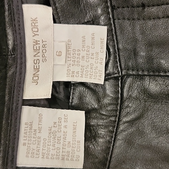 Jones New York high waist black 100% leather pants - Picture 7 of 10